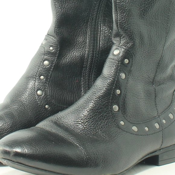 Born Lizzie Black Silver Studs Knee High Leather Boots Size Women's US6 EU36.5 - Picture 13 of 16
